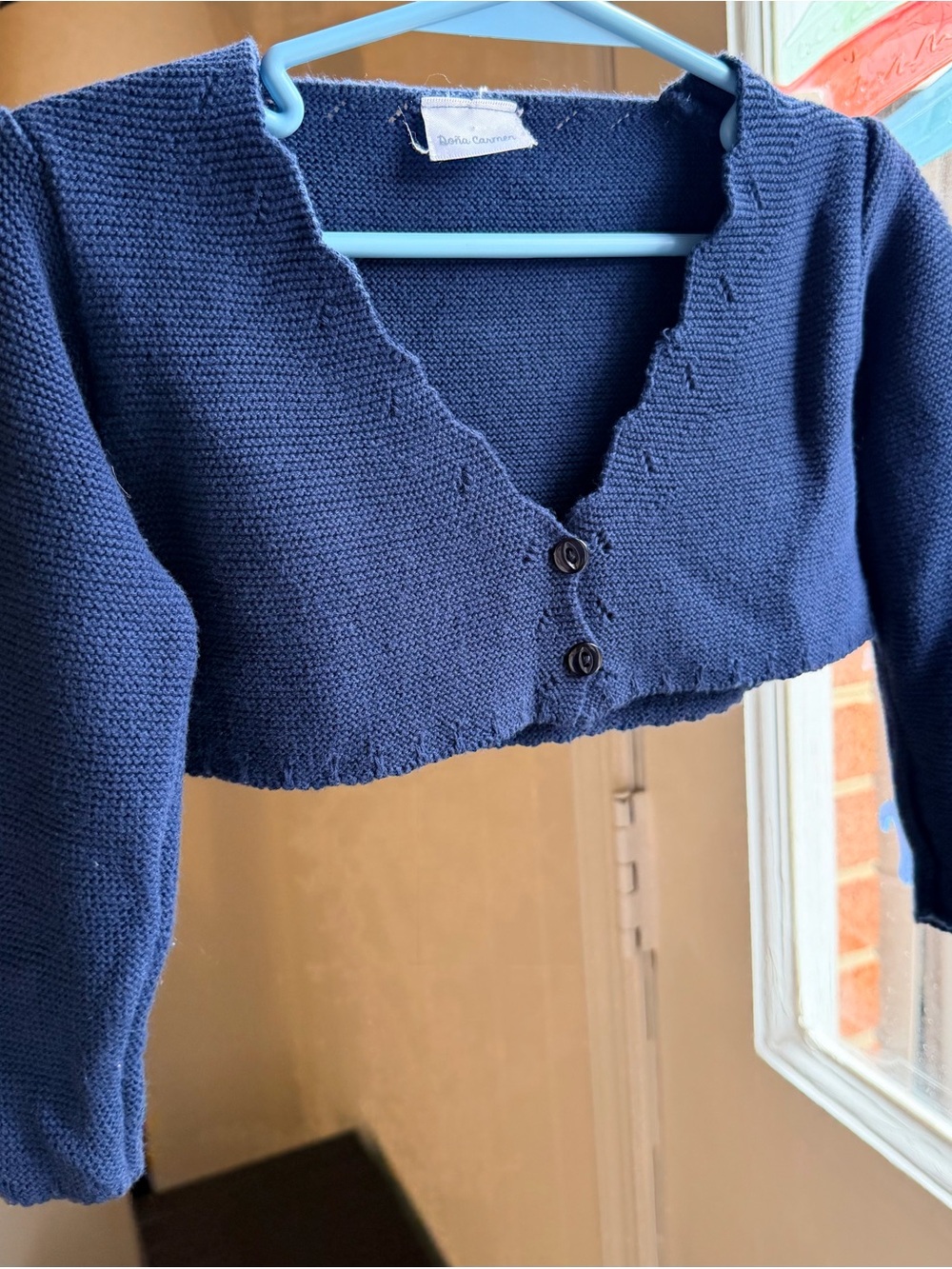 Dona Carmen Girls Navy Knit Bolero Cardigan – 36 Months – Spanish Brand
